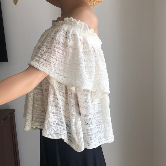 FREE PEOPLE OPEN STITCH CROPPED KNIT IN IVORY - Picture 4 of 7